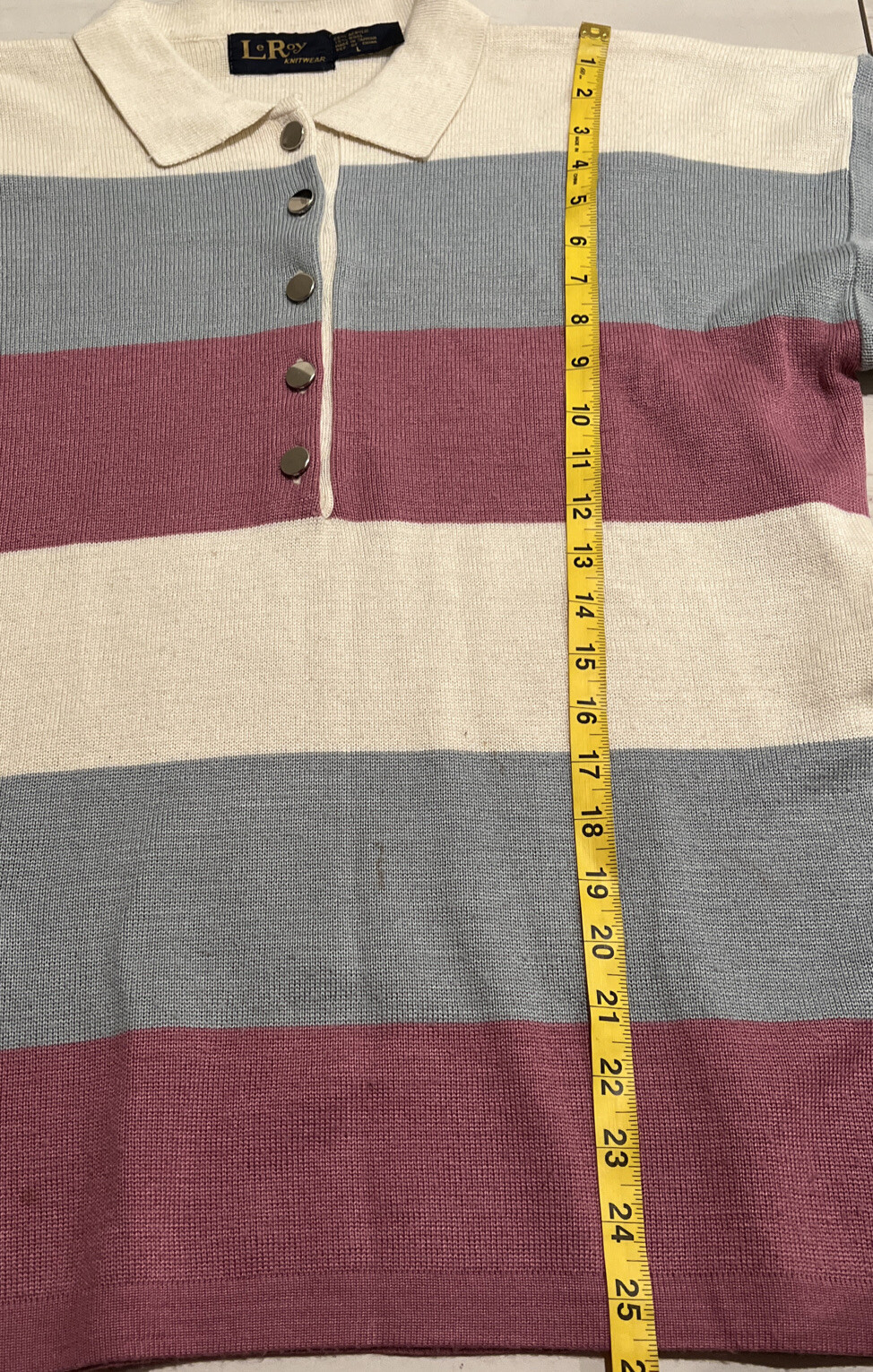 Vintage Women’s Multicolor Acrylic/wool Collared Le Roy Knitwear Sweater Size L