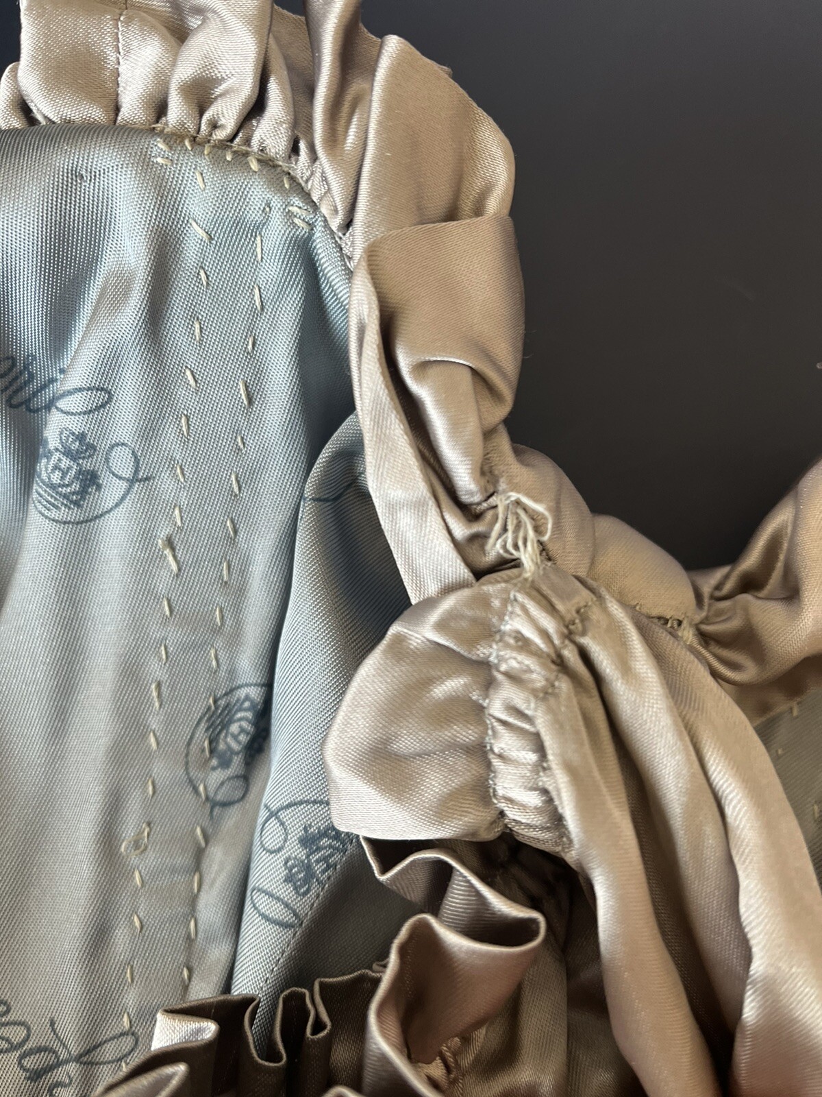 Vintage Imperial Satin Victorian gown off shoulders Small