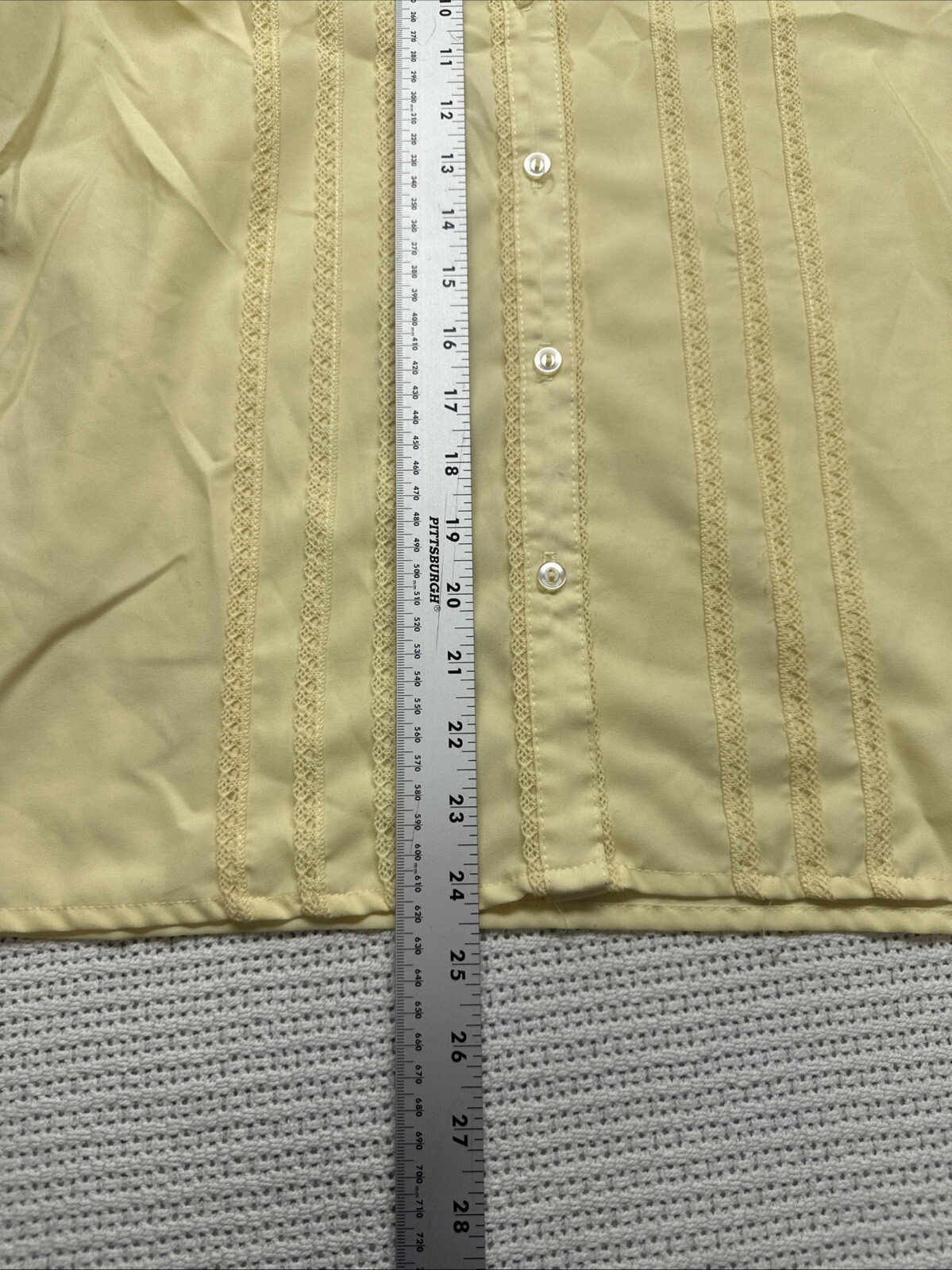 Vintage 80’s Women’s Pat Fashions Cream Blouse Size Large Canary Yellow