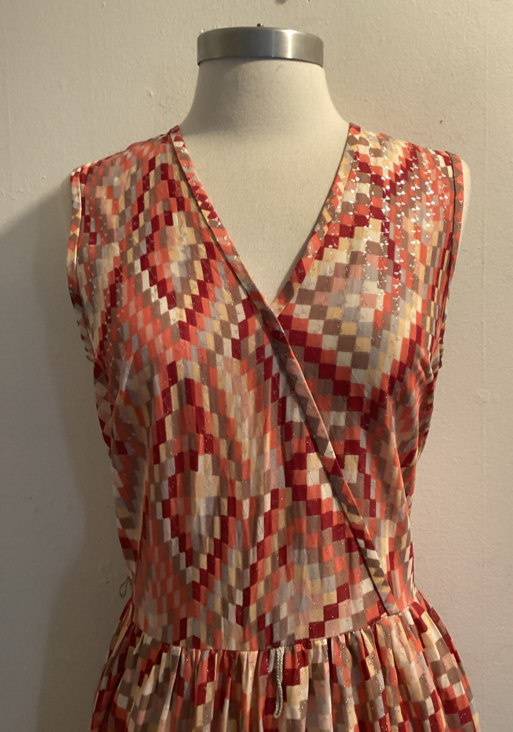 vintage 70’s nylon tricot TONI TODD sparkly hostess maxi dress sz M