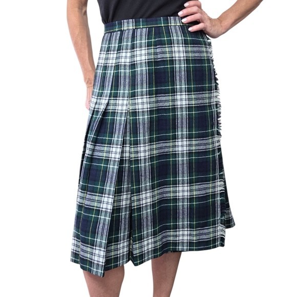 Vintage 90s Wool Tartan Plaid Wrap Skirt Size 10
