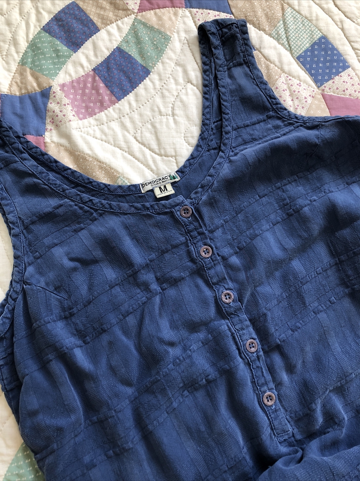 Vintage 90s Democracy Maxi Dress Grown In The USA M Minimalist Blue