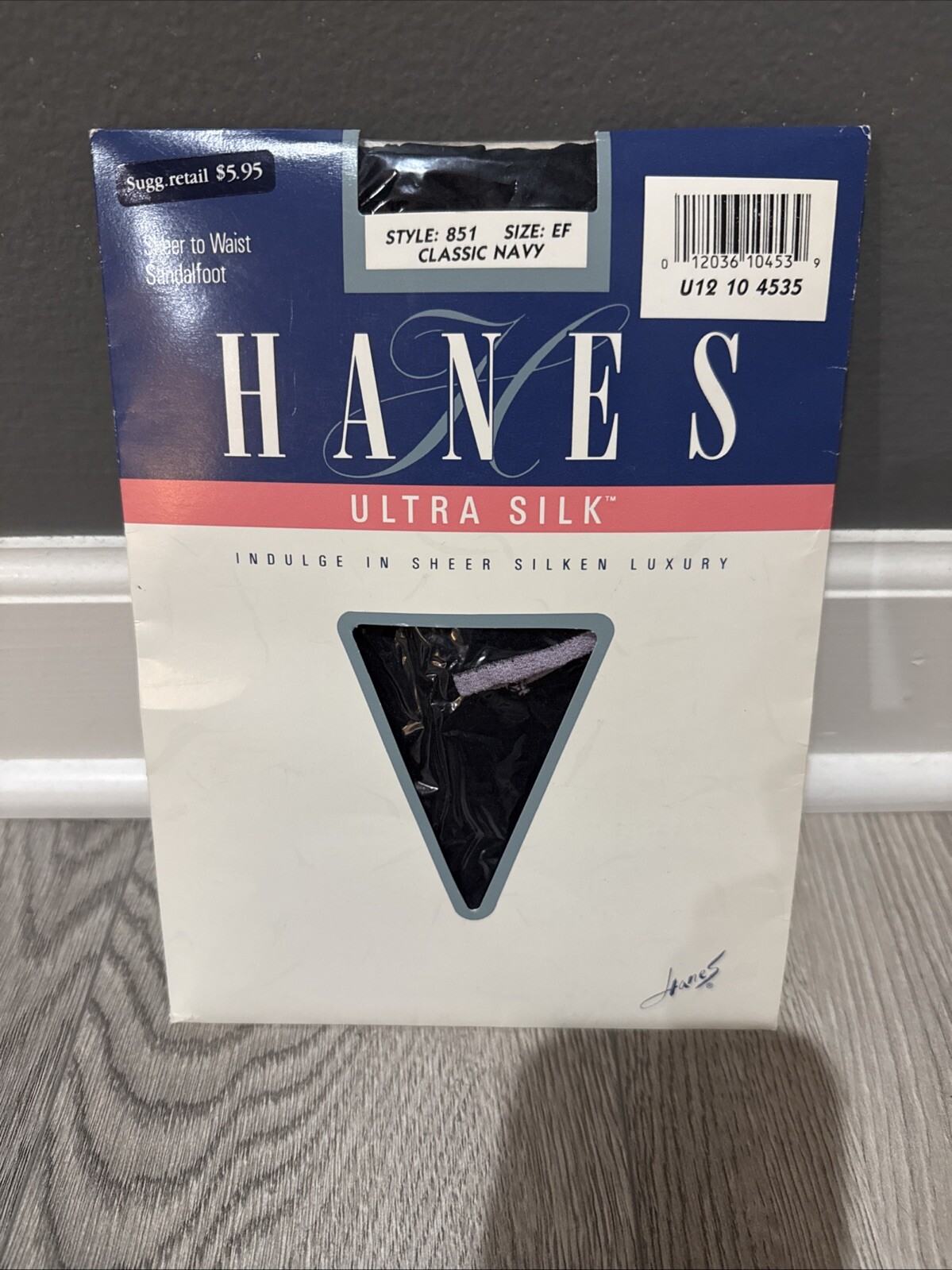 Vtg Stockings Pantyhose Hanes Ultra Silk Classic Navy 1Pair Size EF Style 851