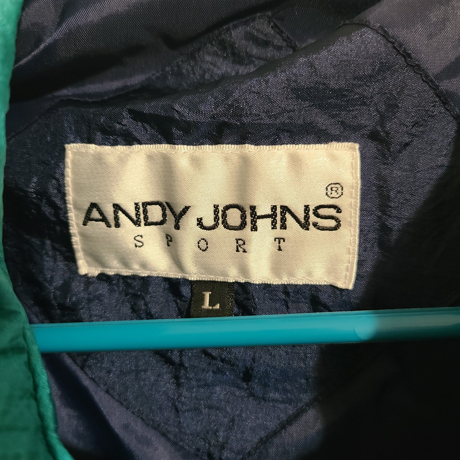 Andy Johns Winter Color Block Teal Purple White Jacket VTG Size Large Womens
