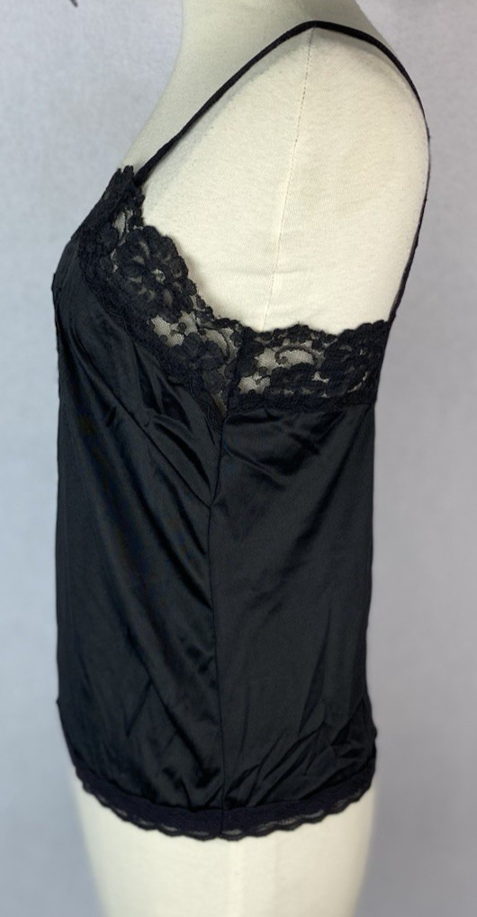 Bradley Black Camisole Top Lace Trim & Straps L/XL See Measurement Missing Tag