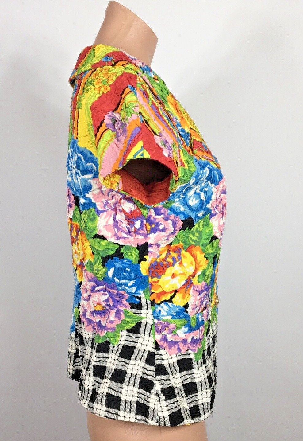 Vintage 1990s Versus Versace Floral Short Sleeve Blazer Jacket Top Size S/M