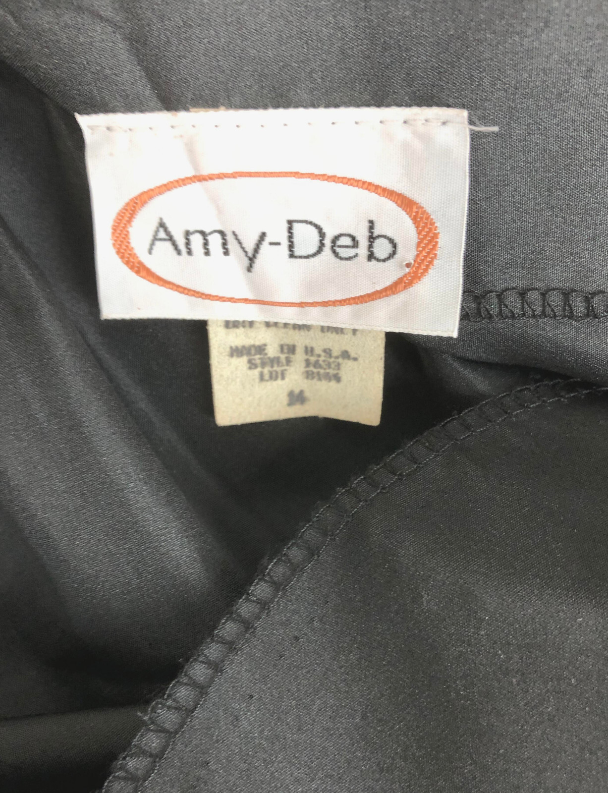 Vintage AMY DEB dress sz 14 Fitted Gathered Waist Velvet Skirt Low Cut Back Bow