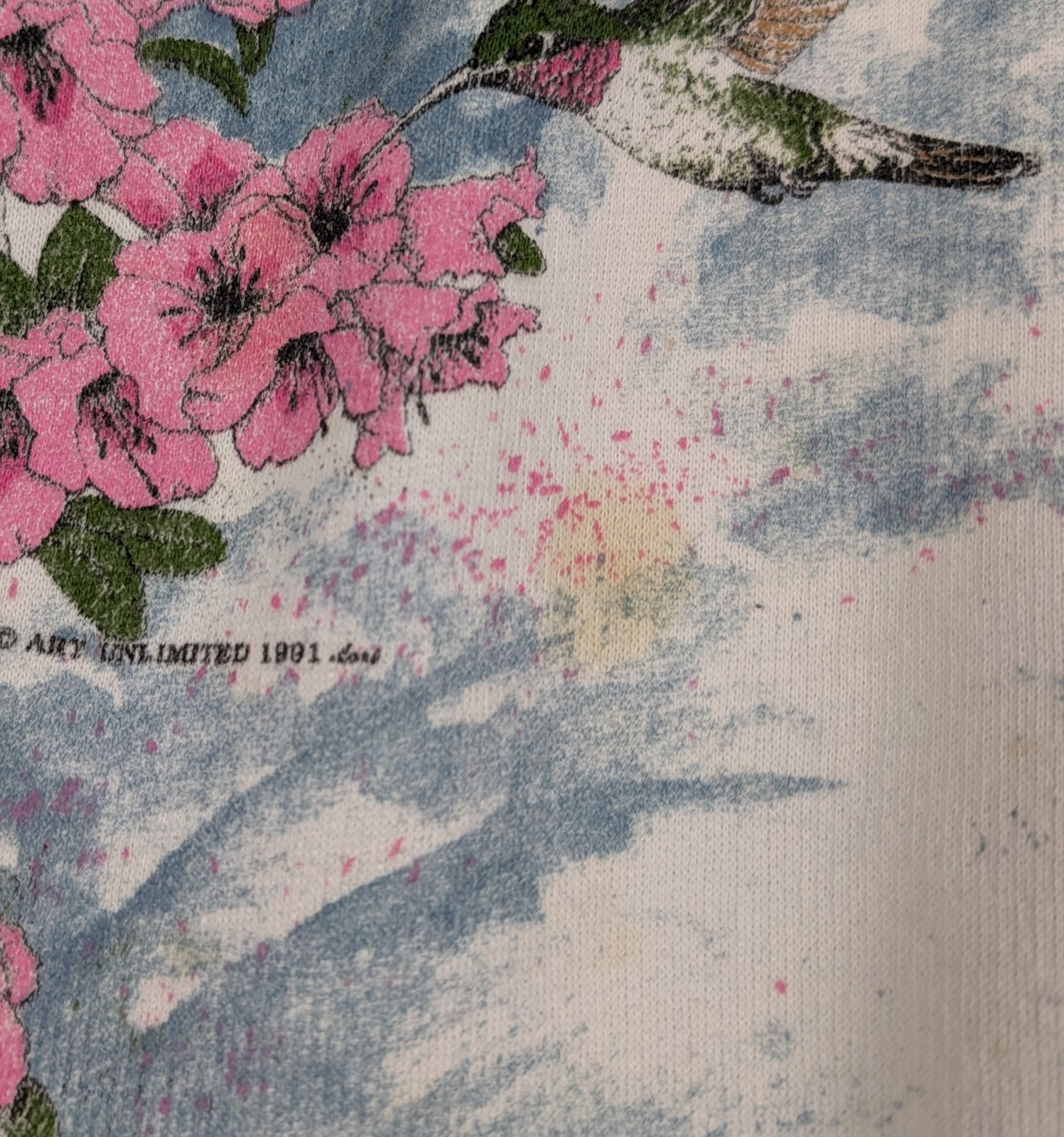 Vintage 90s Art Unlimited Hummingbird Sweatshirt Womens Size M/L Cute Cottage