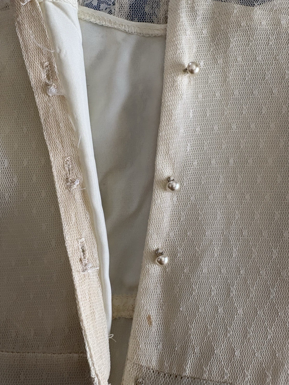 Vtg Swiss Dot Lace Edwardian Prairie Romantic Ivory WEDDING GOWN Handmade