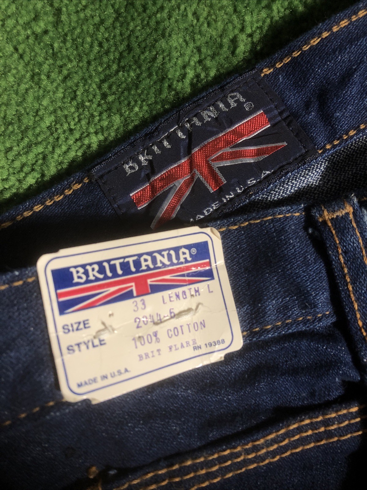 Vintage Brittania Brit Flare Size 33L NEW 31×36 Disco Size 11/12 Rare Denim