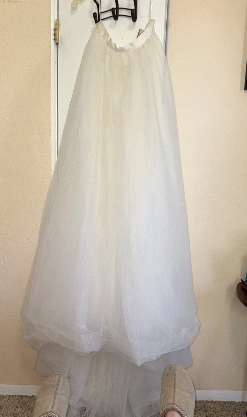 Bridal Wedding Dress Full A-line Ivory Tulle High Low Skirt Petticoat Sz 12 NWT