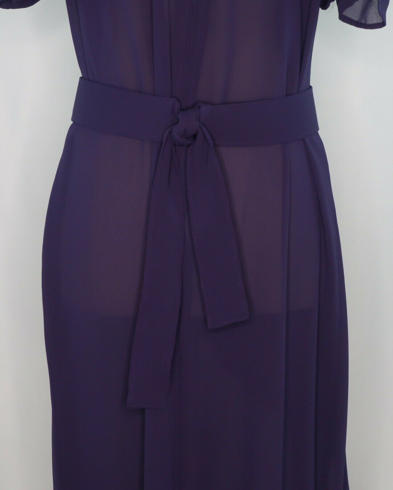 VTG Purple Sheer Belted Wrap Secretary Geek Career Cocktail Dress Sz M