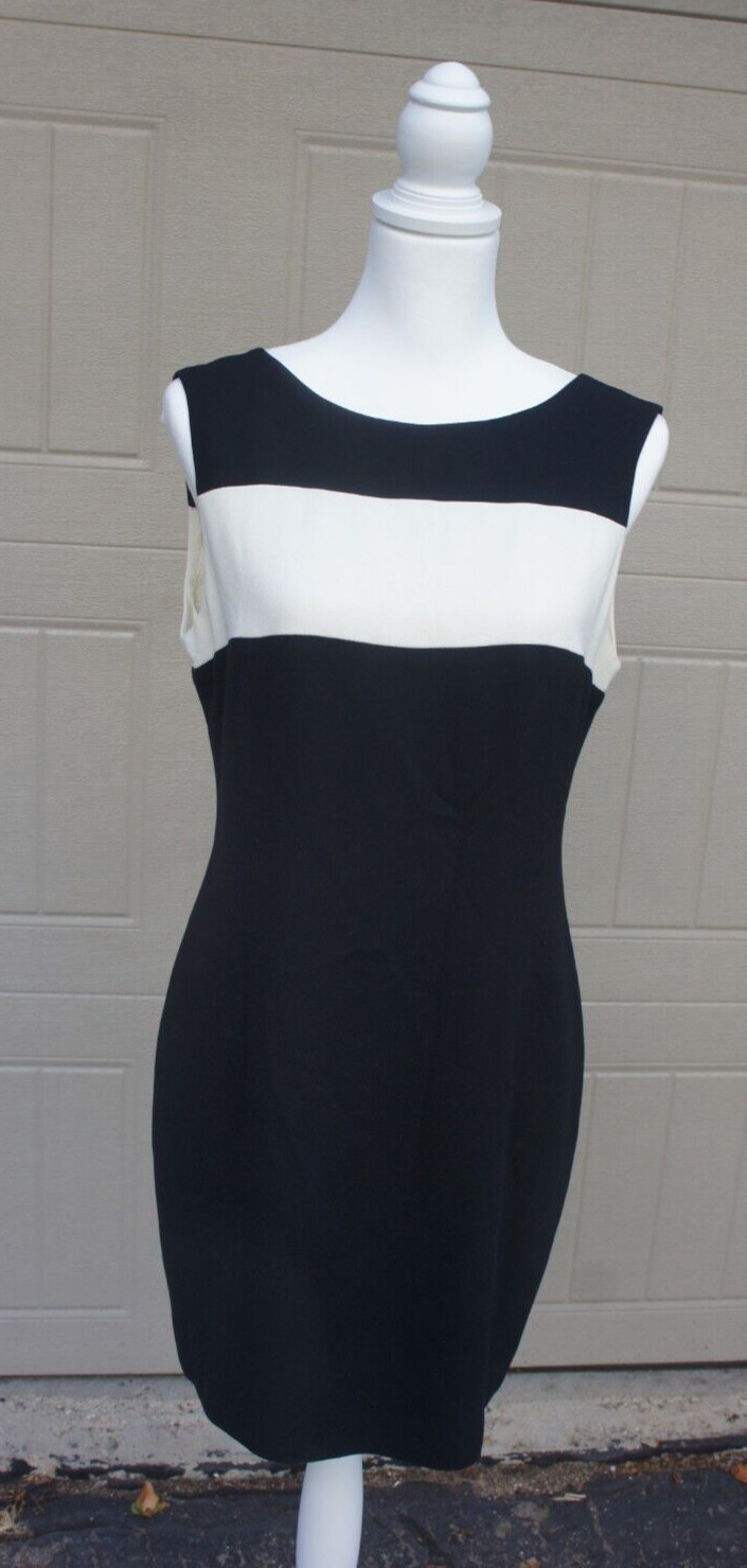 Vintage JONES OF NEW YORK Black White Color Block Shift Retro size 10 petite