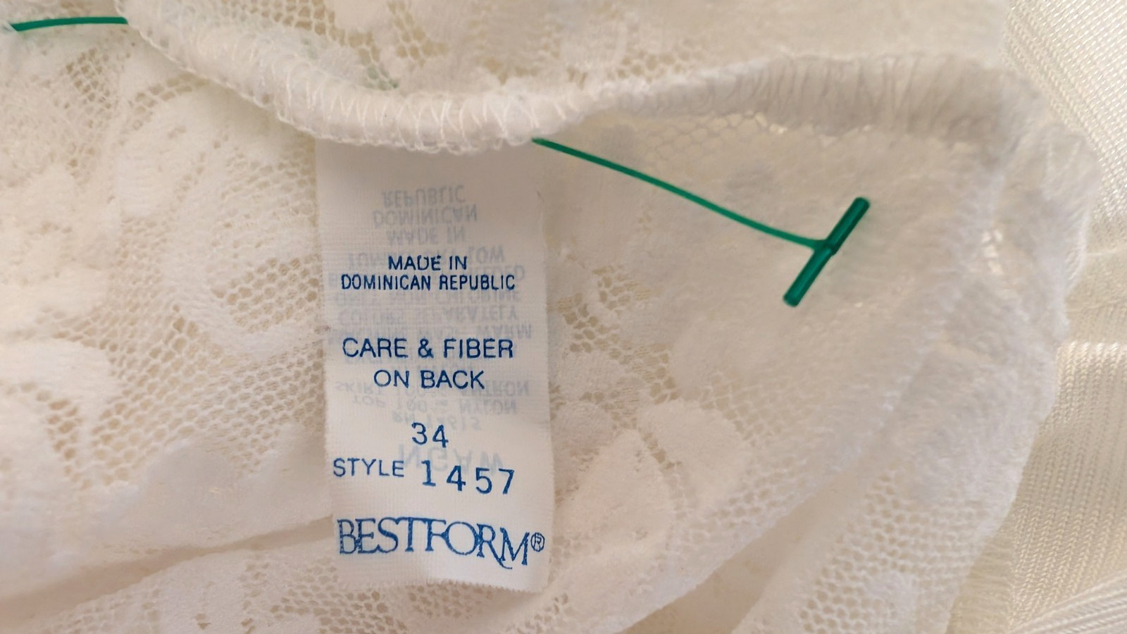 Vintage BESTFORM 1457 Full-Slip/Slip Dress Lingerie Stretch Lacy Top White Sz 34
