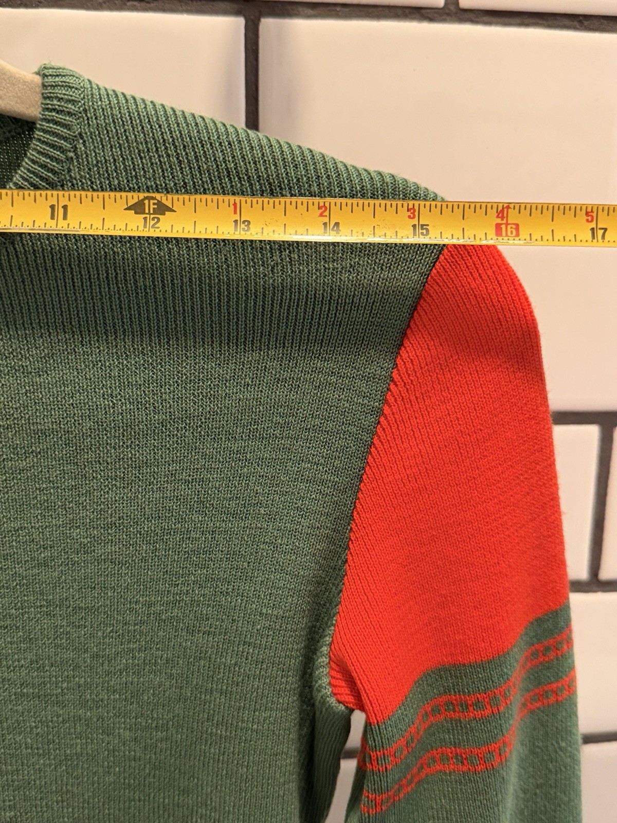 Vintage Gino Paoli Ski Sweater Red Green Excellent Condition Size S
