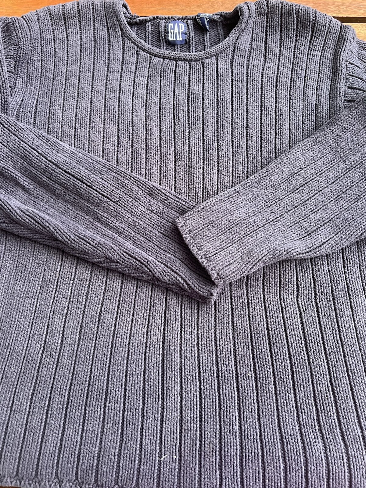 Vtg Gap Knit Sweater Ribbed Women’s XL Faded Navy Fisherman Chunky Cotton Preppy