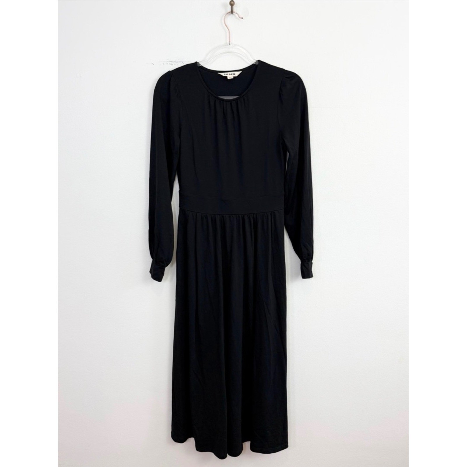 Boden Alexandra Jersey Midi Dress Black Size 4 Long Sleeve Fit & Flare