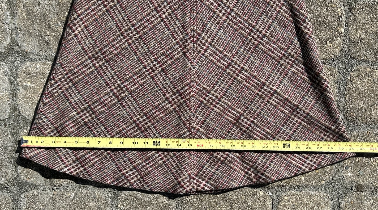 Vintage 60-70s Patty Woodard Button Zipper Plaid Wool Midi Skirt Size 11-12