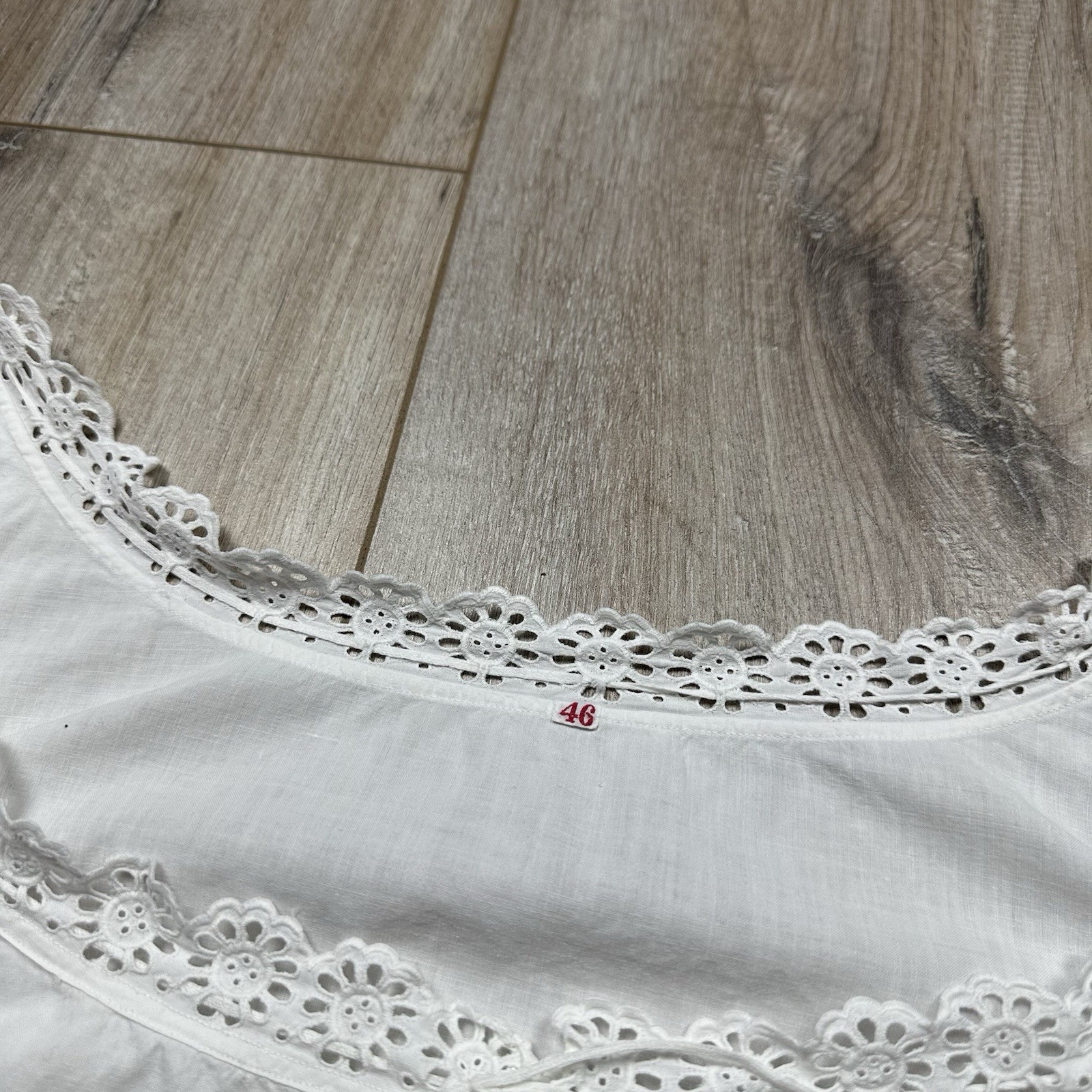 Antique 1900s Edwardian Victorian Corset Cover Cotton Lace Monogram Size 46 S/M