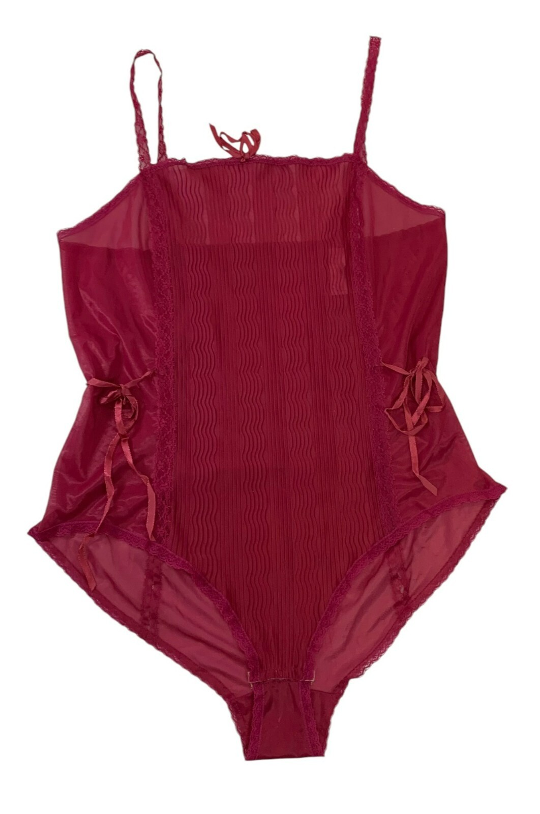 Coquette VTG OLGA 1980s Sheer Magenta Lace Teddy Lingerie Size M Style 1150