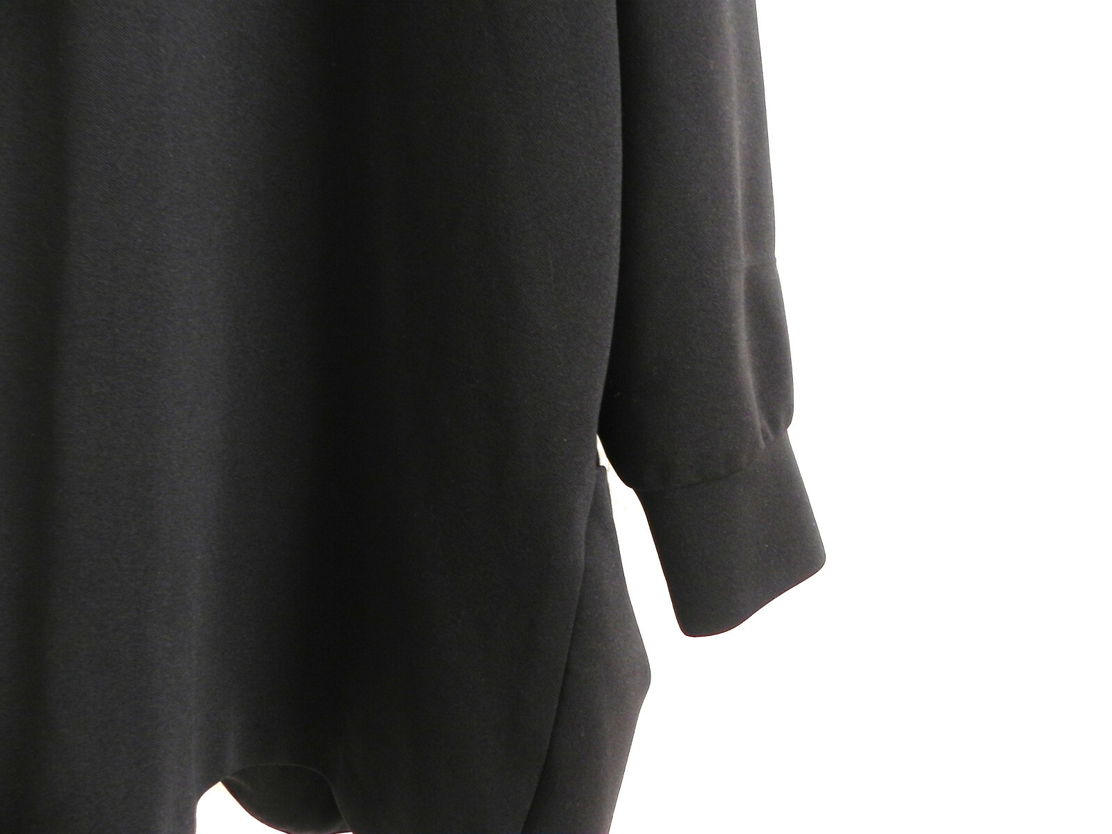 Vtg Kensington Square Duster Open Black Long Sleeve Comfort Pockets Size PXL
