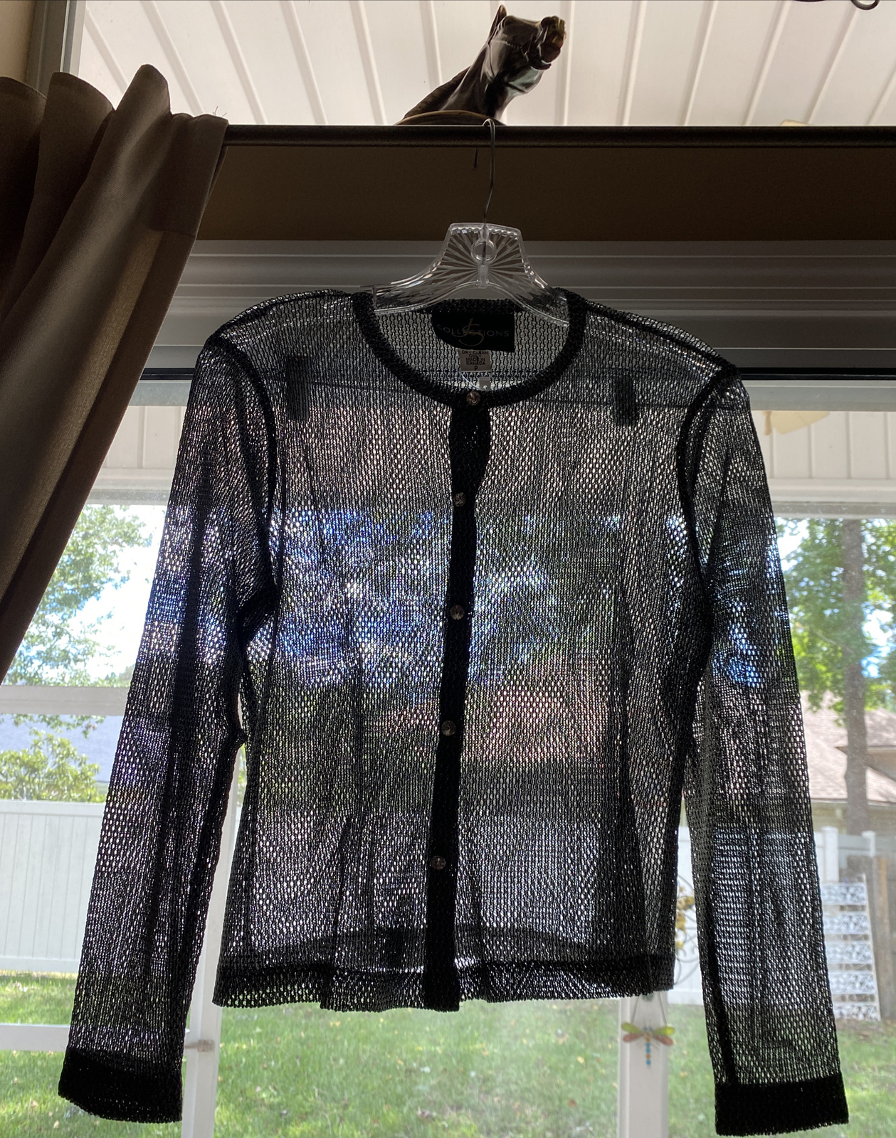 JS Collections VTG 90s Petite=XS Silver Stretch ViscoseCardigan Sweater+Tank Set