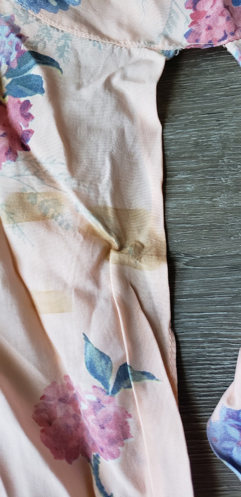 VTG 30s Peach Floral Print Bias Cut Dress Gown Sz XS/S? Art Deco DAMAGE STAINS