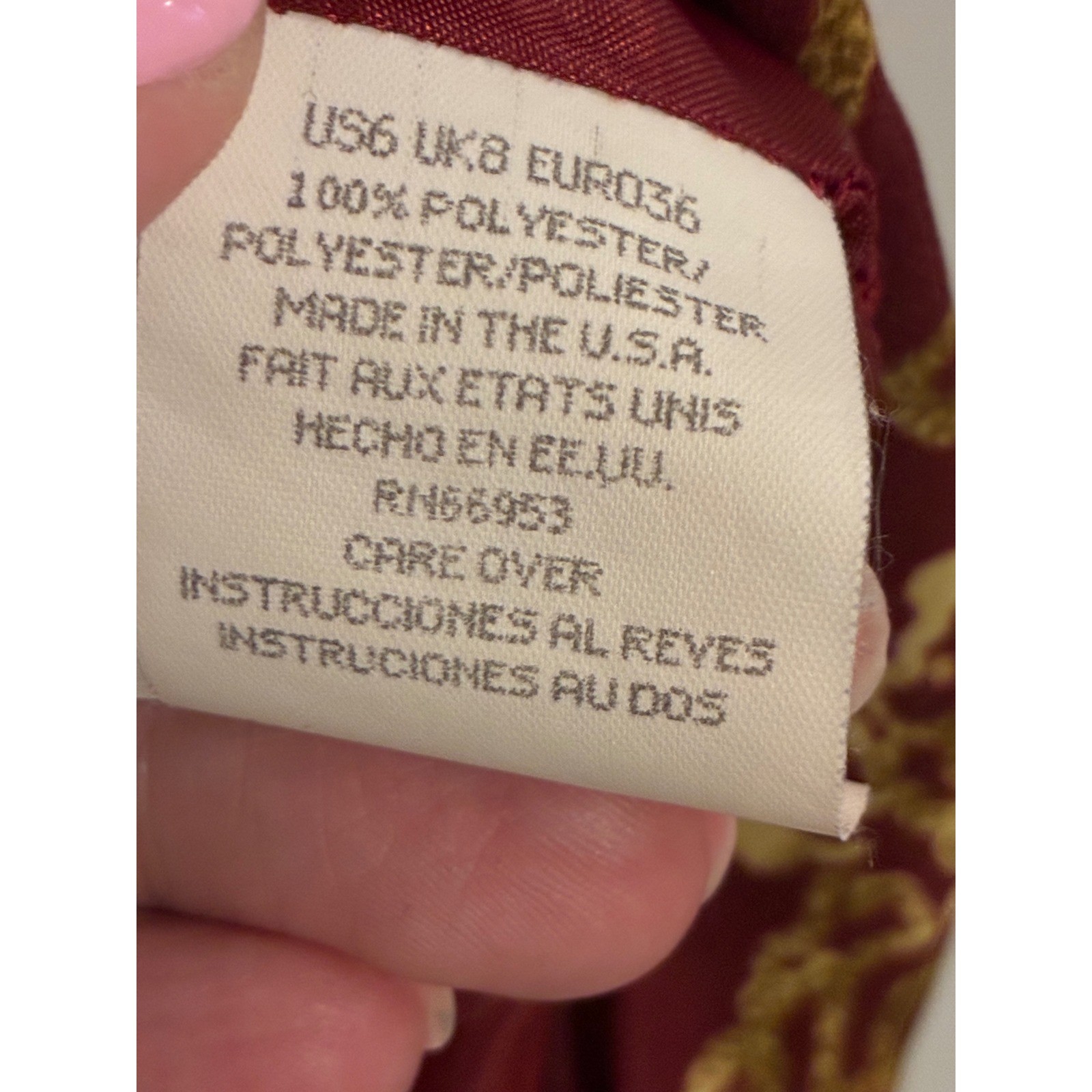 Leslie Fay Petite Vintage Floral Sheath Dress Burgundy Gold Short Sleeve Size 6P