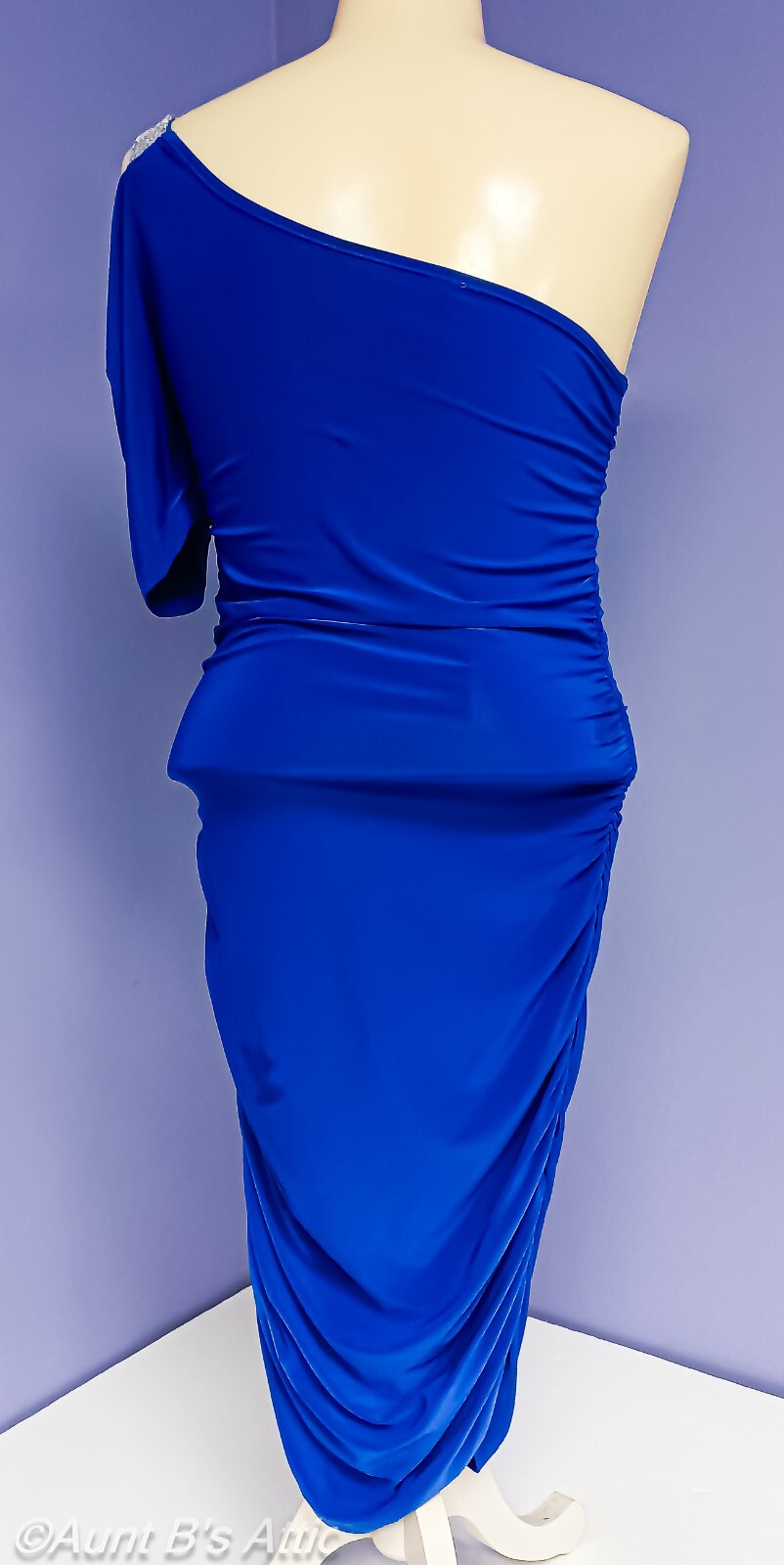 Dress Vintage 90’s-Y2K Blue Sexy Body Con One Shoulder Ruched Party/Club Dress M