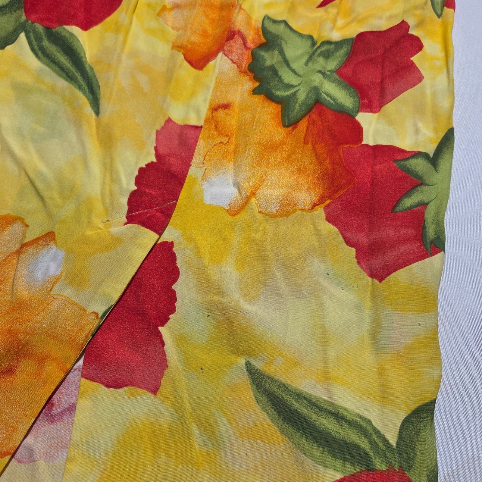 Vintage Pine Cove Yellow Floral Tulip Print Maxi Skirt Size 10 Style 2588-34