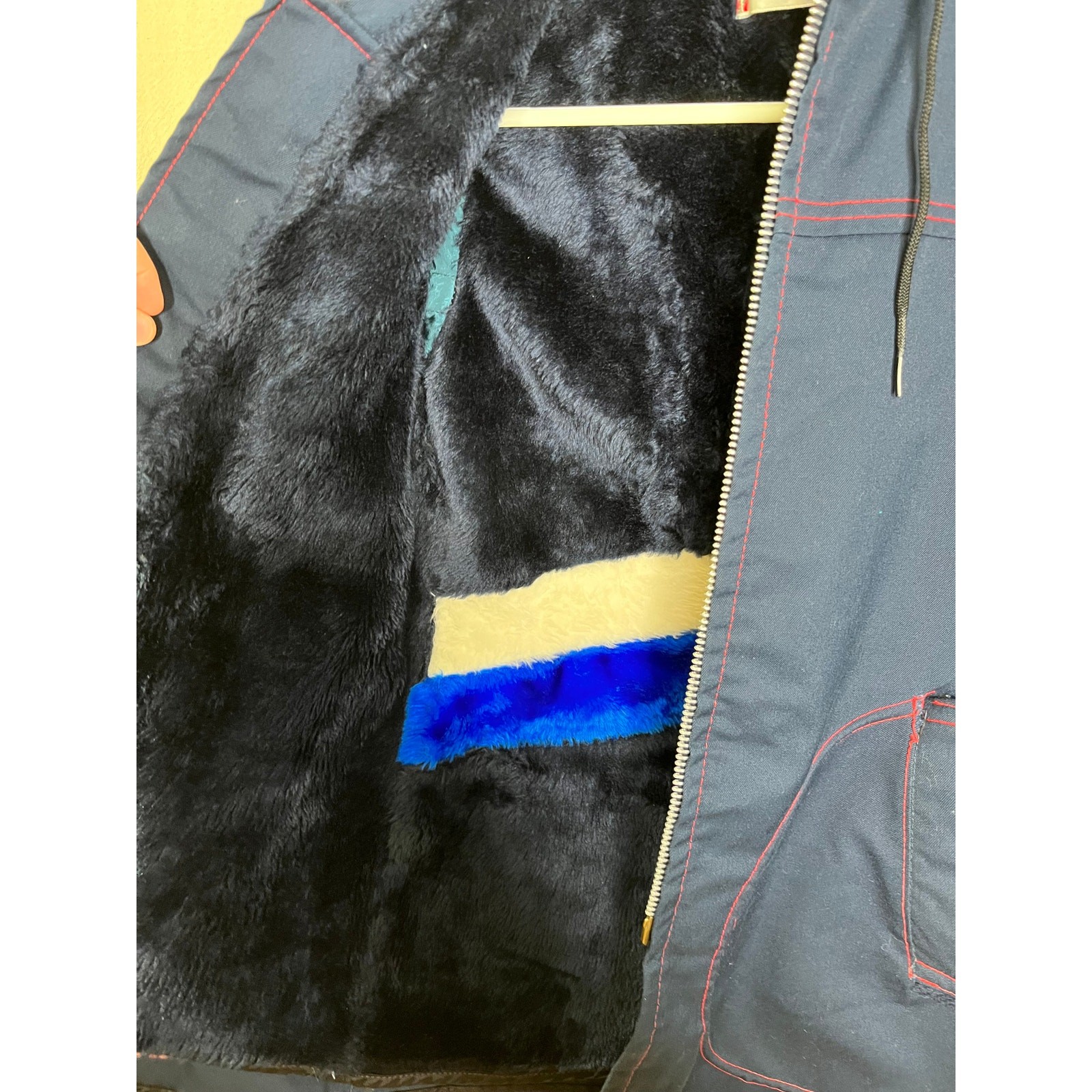1970s McGregor Navy Ski Lodge Winter Sledding Faux Fur Lined Parka Jacket S
