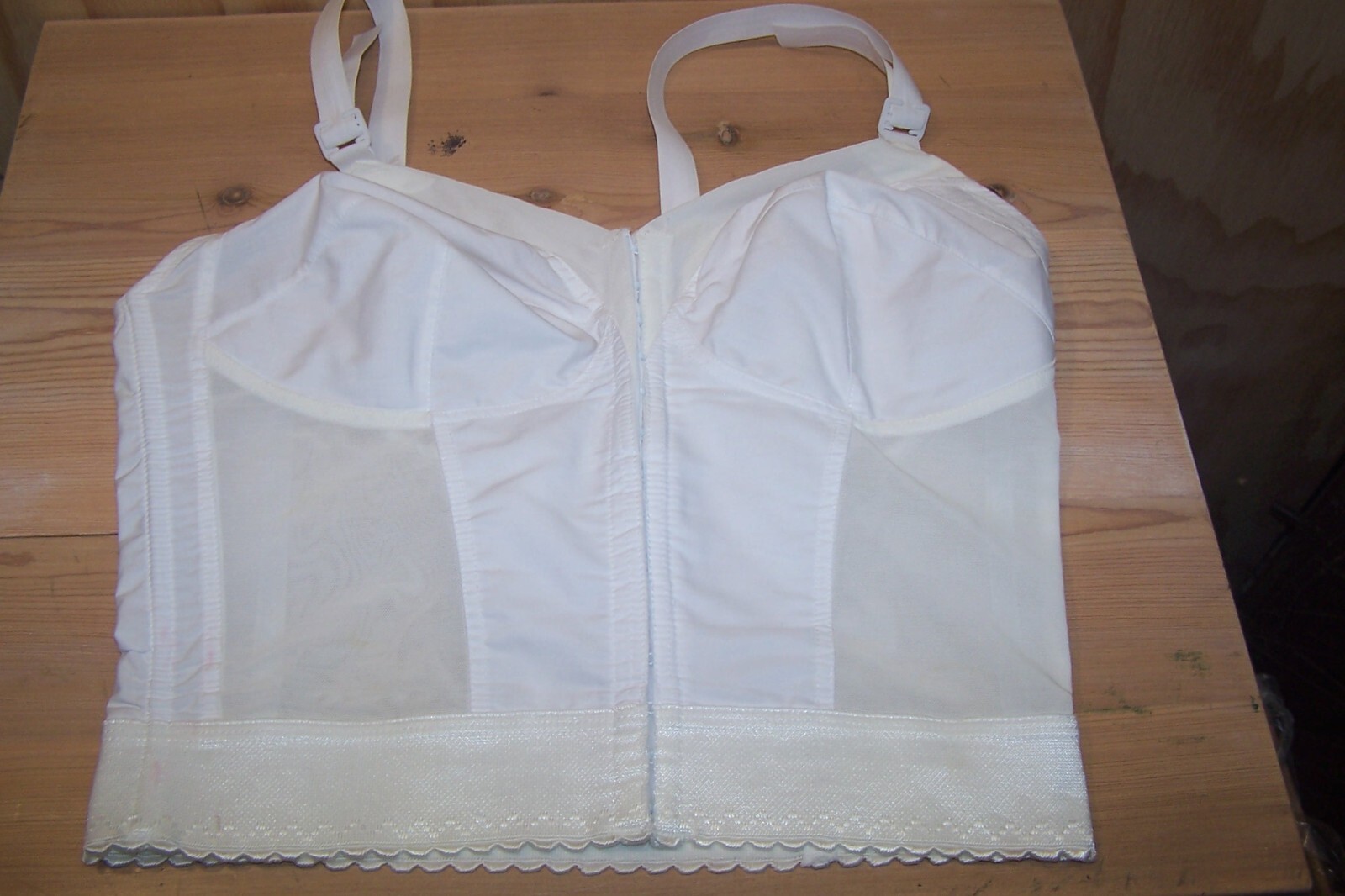 Vtg Exquisite Form White Longline Bullet Bra Bustier Pin Up Lingerie 7530 36C