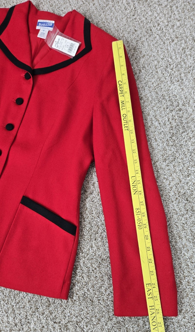 NWT Vintage 70s Pendleton Red Wool Blazer Pockets Lined Business Sz 16 TALL
