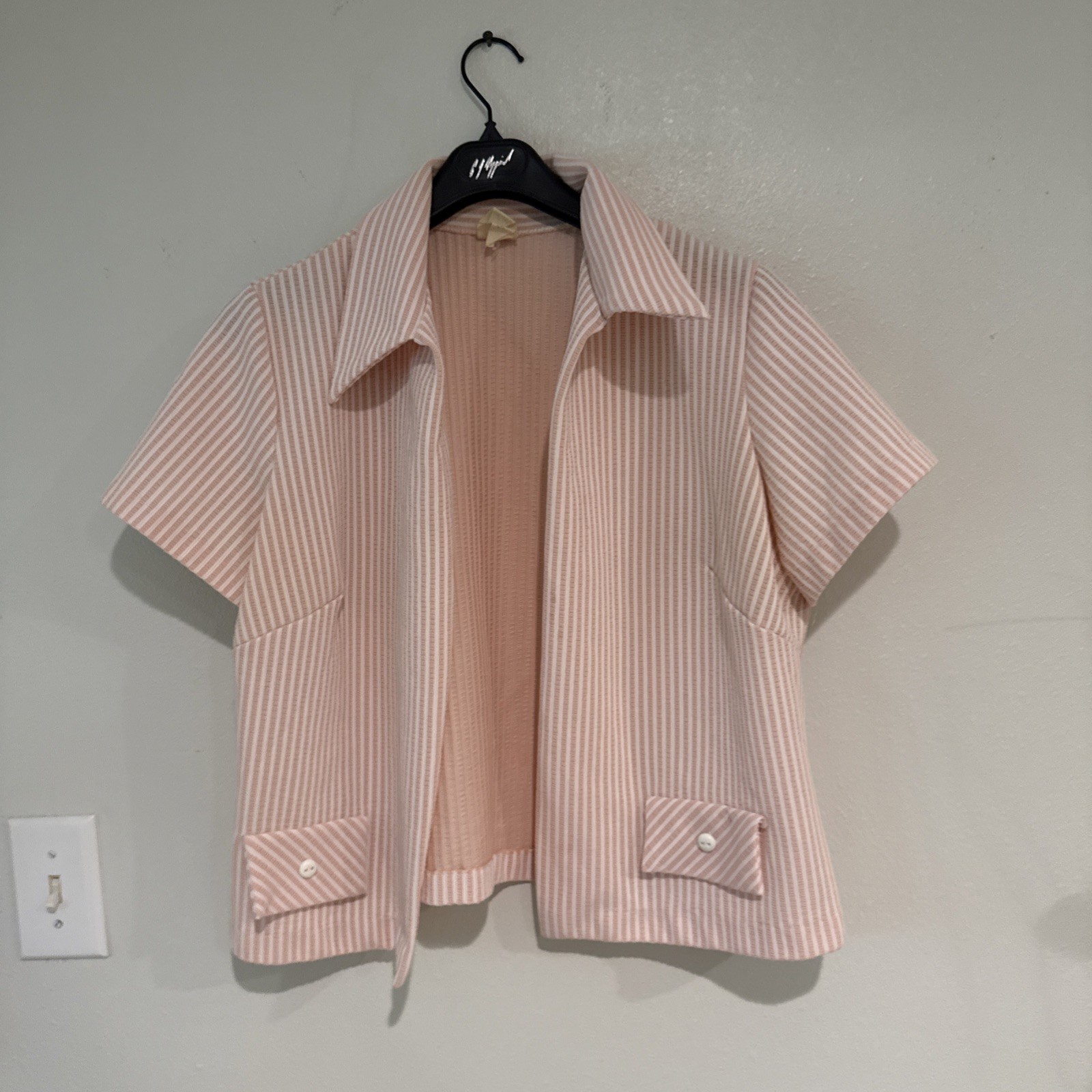 Vintage Pink And White Striped Blouse XL