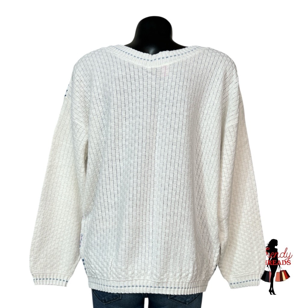 Adele Knitwear VINTAGE Sweater Large XL Boatneck Retro Fall Argyle Cottage Boho