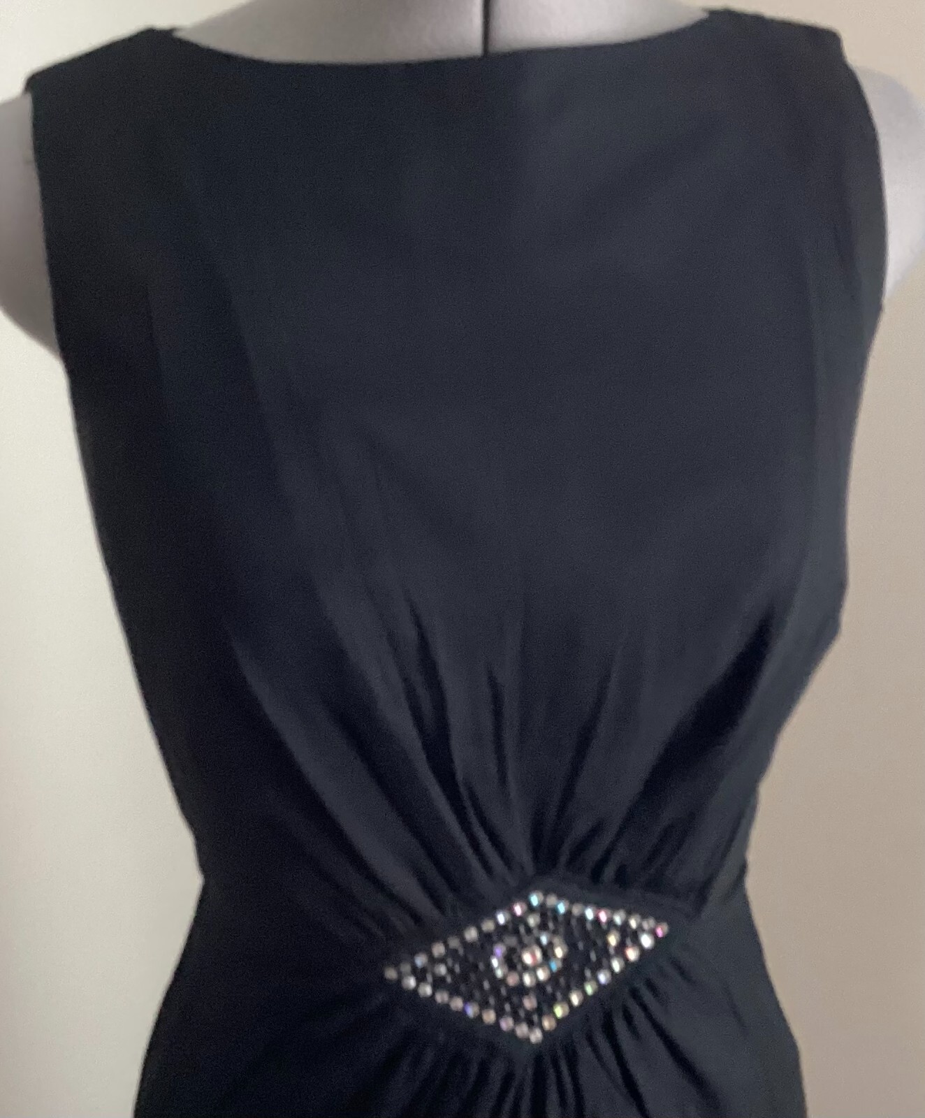 VTG Murray Bowen black small sheath dress back metal zipper rhinestones lined