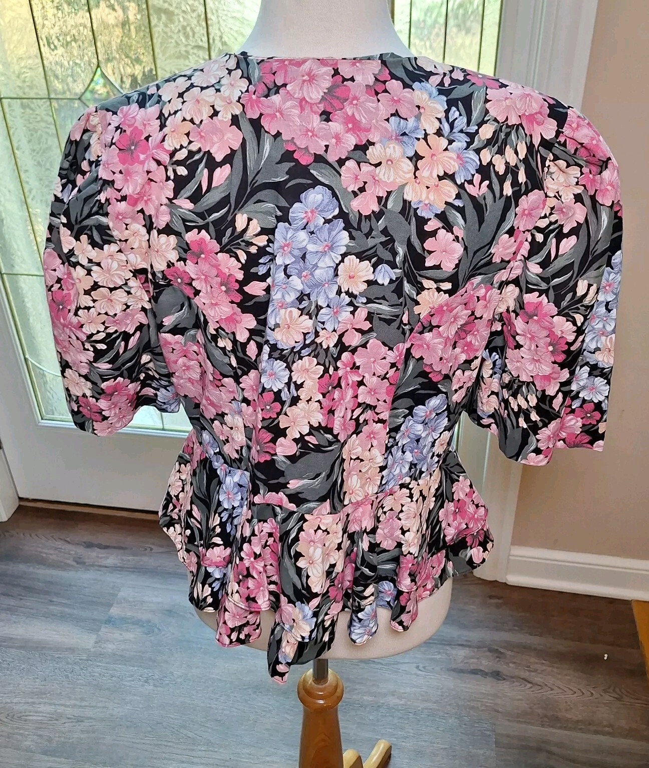 Vintage Via Sant Andrea Peplum Top Women’s Petite 18 WP AOP Floral MADE IN USA