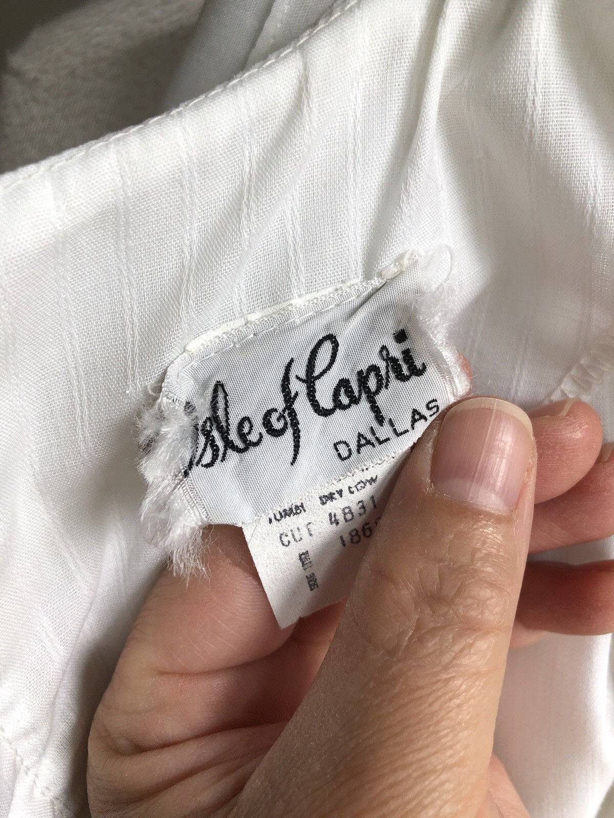 STUNNED VTG ISLE OF CAPRI Dallas White Cotton Drop-waist Prairie Day Dress M/L