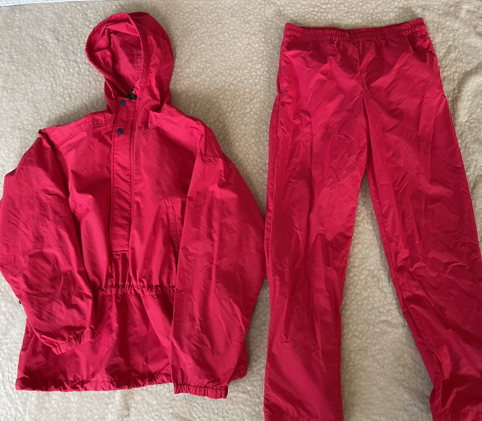 Vintage LL Bean Women’s Jacket Pants Set Red Adjustable Waist & at Ankles