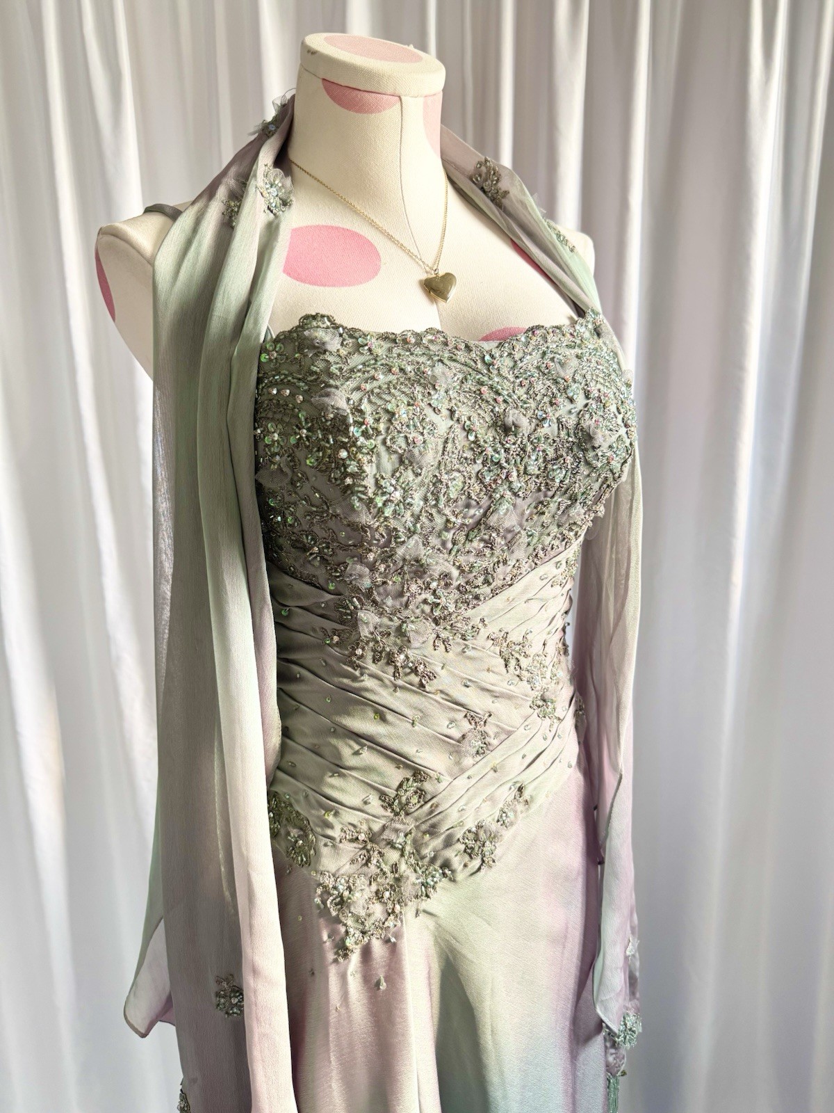 Vintage Y2K Blue Fairy Beaded Sequin Ruffle Layered Princess Formal Gown Dress 6