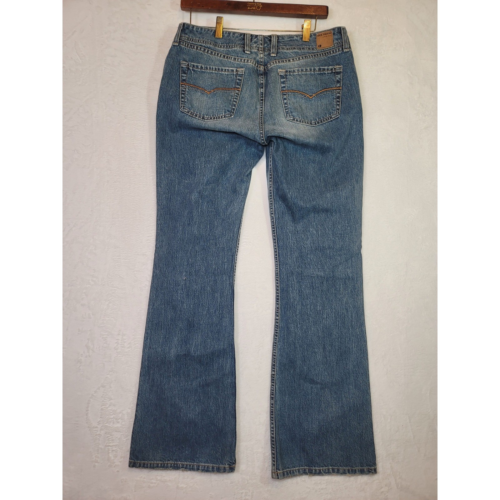 Vintage Y2K Buckle BKE Flare Jeans Festival Low Rise Blue Denim 34×34 Western