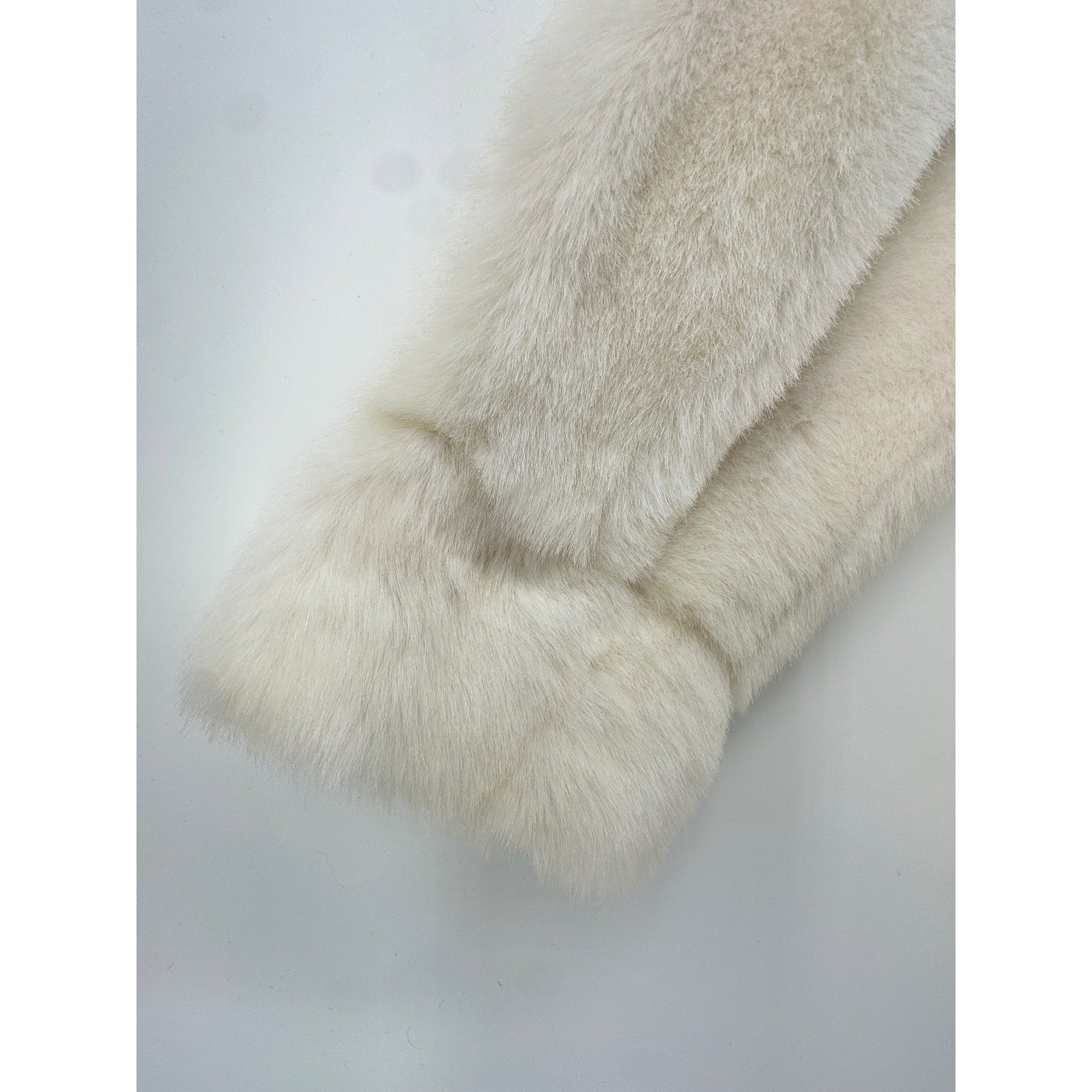 Vintage Gino Rossi Tissavel France Faux Fur Jacket Cream Made in England Women
