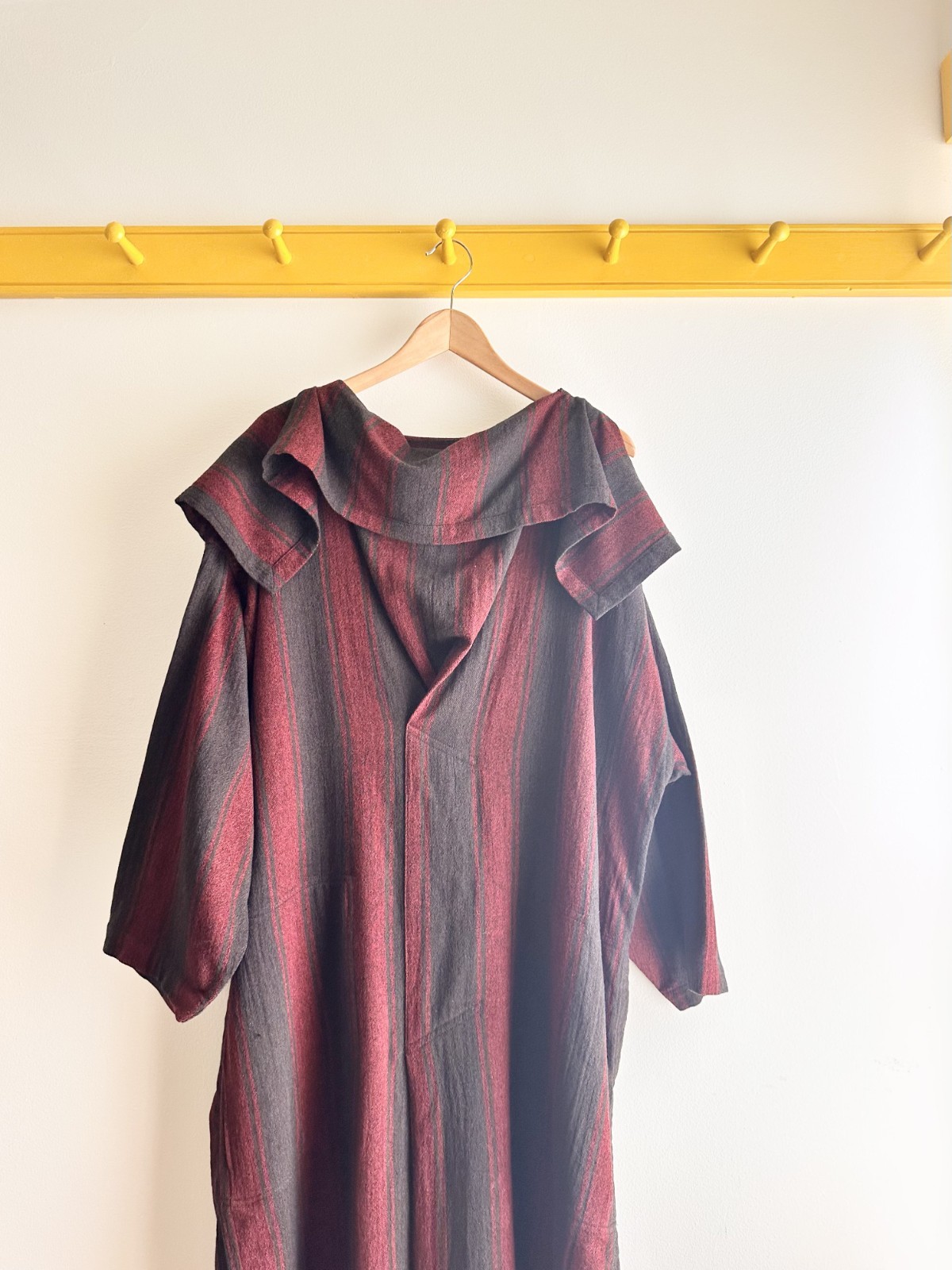 PLANTATION x Issey Miyake vintage 80s bold stripe scarf cowl neck smock dress OS
