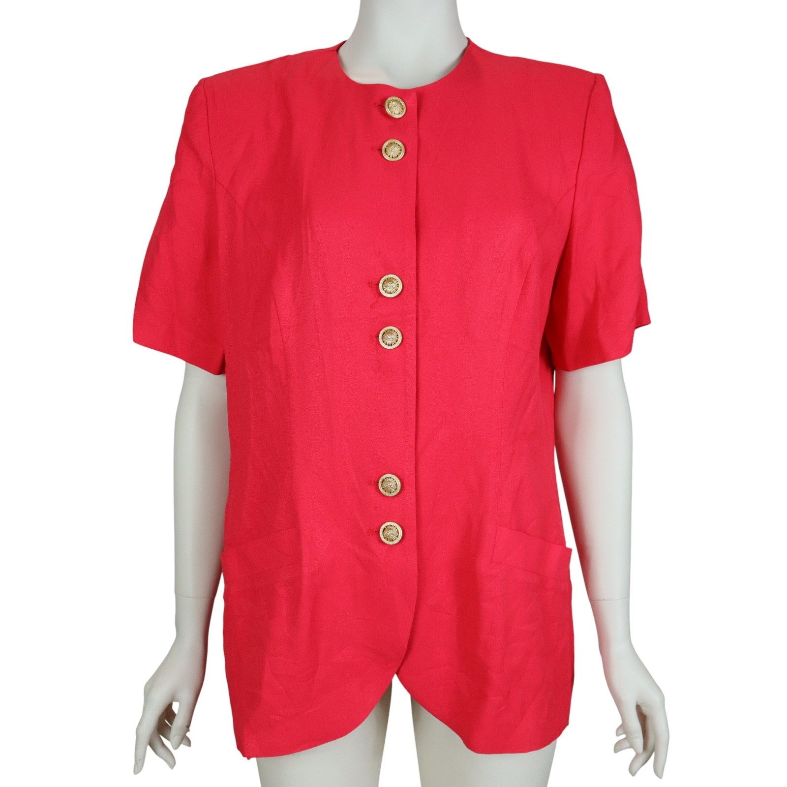 Vintage D.J. Summers Jacket Top Short Sleeve Sunburst Button 80’s Women’s Medium