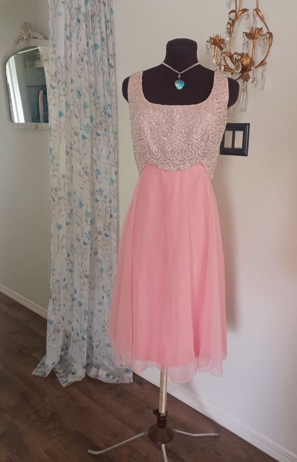 Mike Benet Pink Chiffon Party Dress Sleeveless Volup Sz Gorgeous