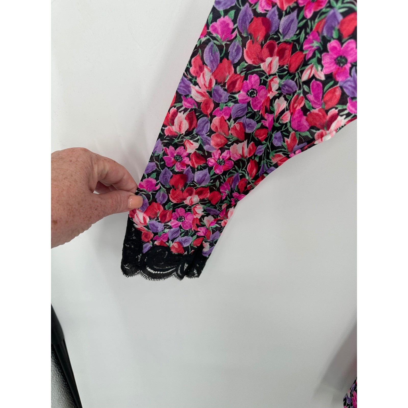 Vintage Vanity Fair Lounge Jacket Womens S Lace Floral Relaxation Loungewear