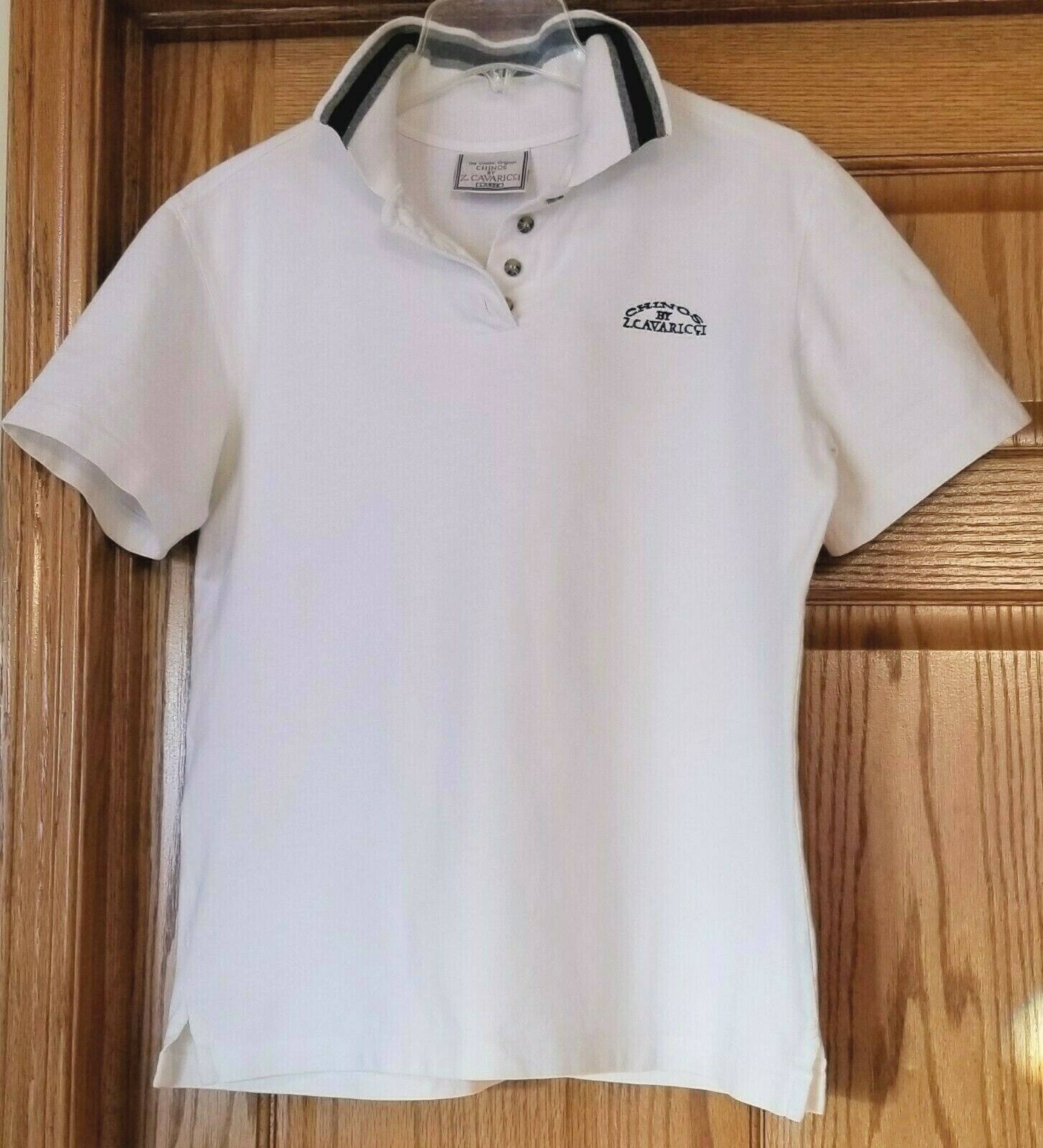 VTG Z Cavaricci Chinos Polo Top Womens Large Ivory Embroidery Coastal Sporty Y2K