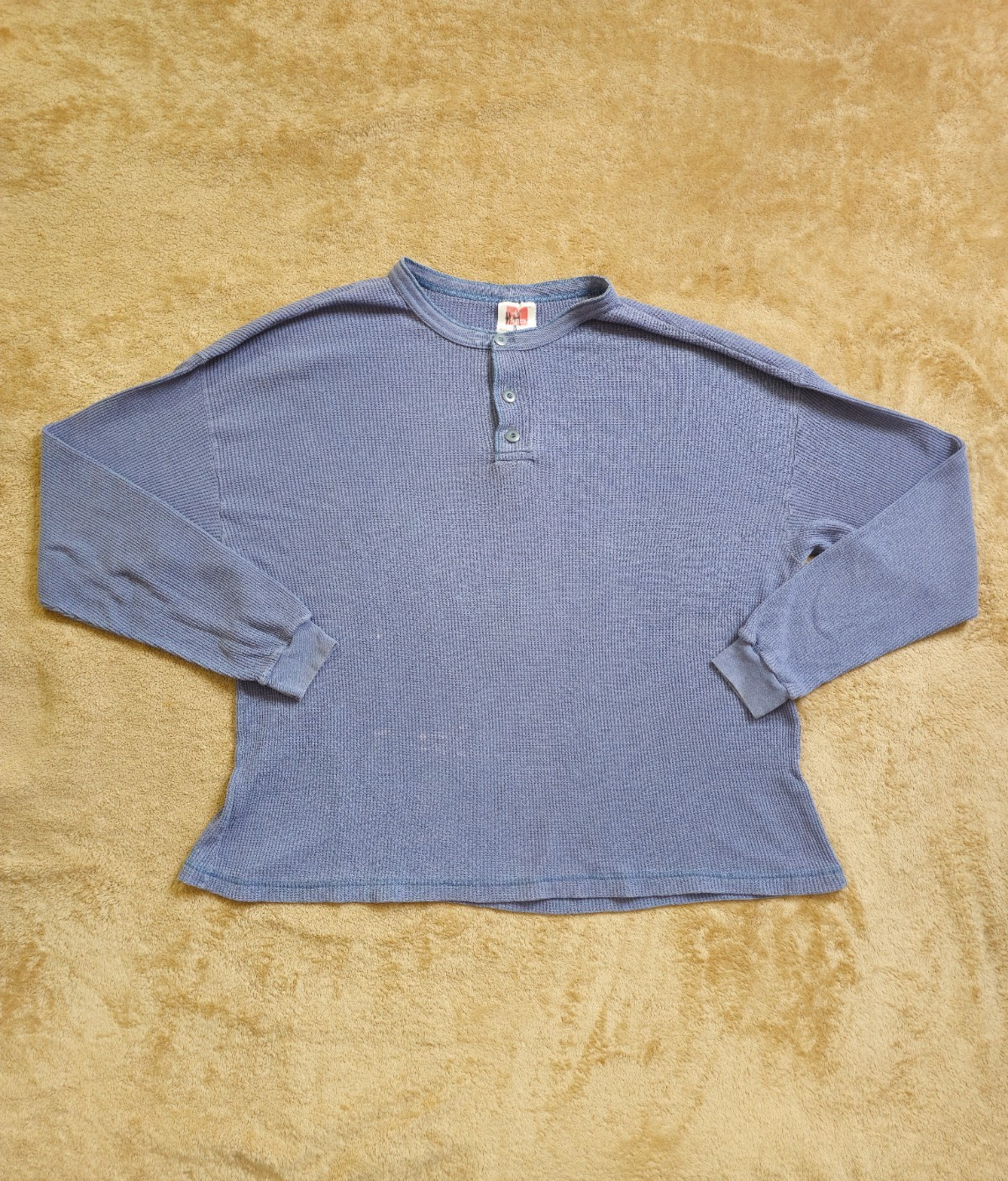Vintage Blue Womens Hanes Long Sleeve Shirt Made in U.S.A. 100% Cotton Size L
