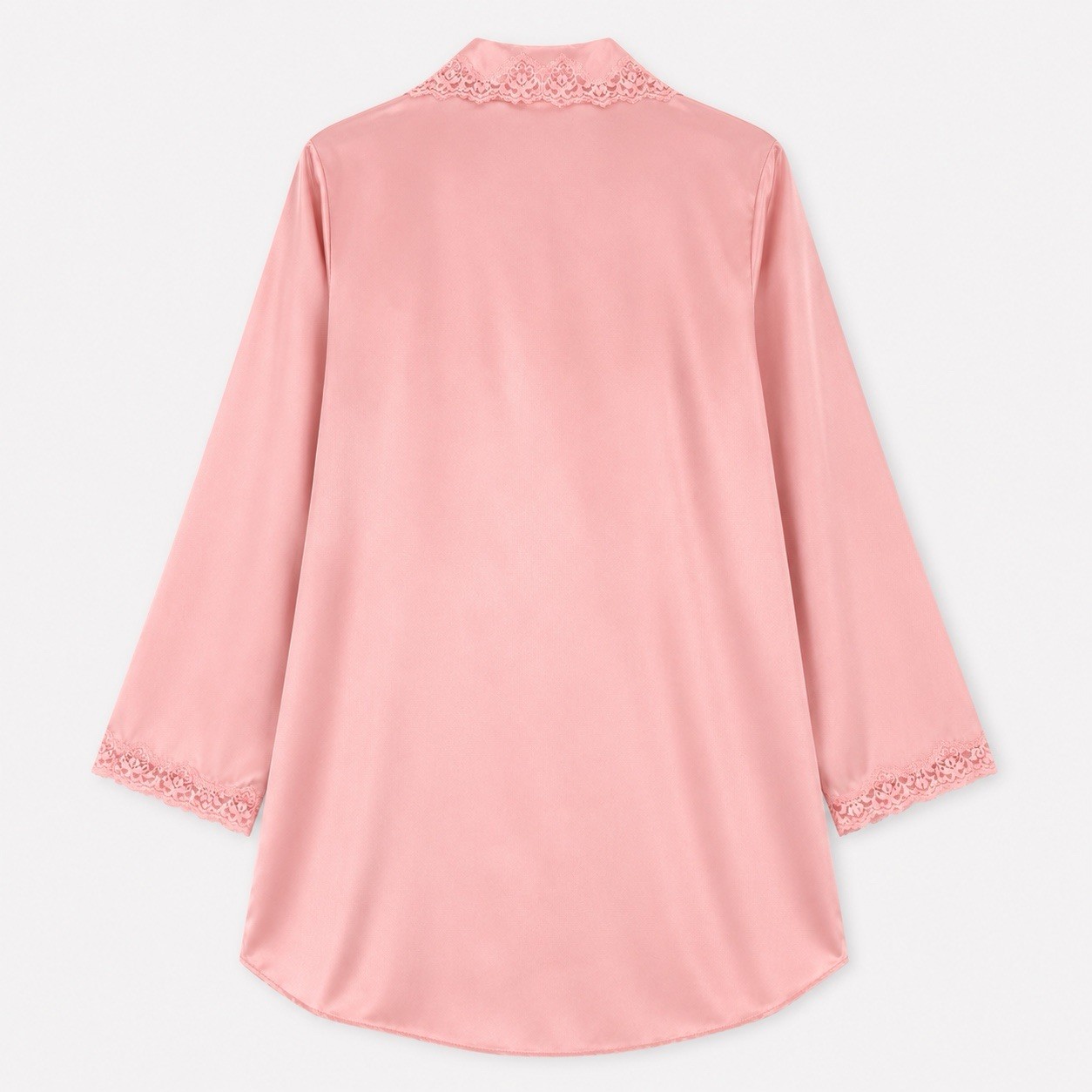 Vintage Jodie Arden Pink Satin Lace Sleep Shirt Nightgown L Loungewear