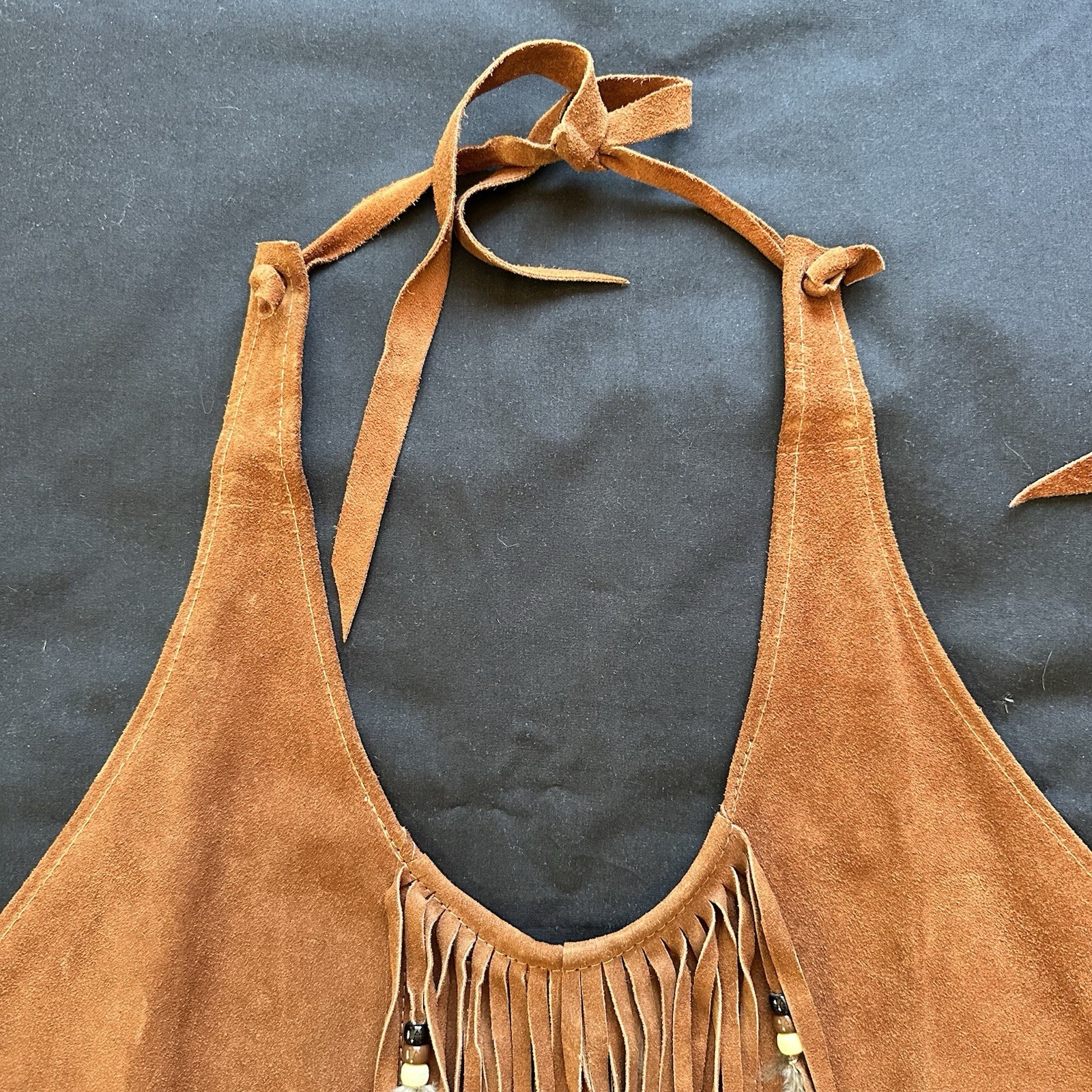 Vintage 70’s NWOT Deadstock Rust Brown Suede Halter Top. Small. Boho. Festival.